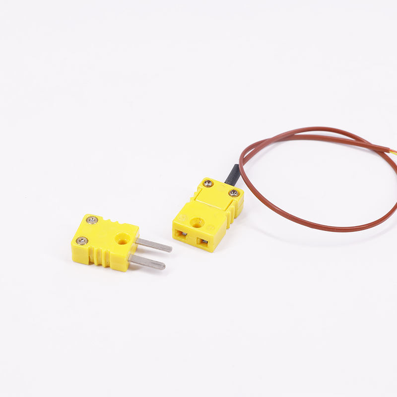 ব্রাউন PTFE-চাপযুক্ত তাপমাত্রা পরিমাপ 2-তারের থার্মোকল এক্সটেনশন তারের সাথে সরাসরি যোগাযোগের কে-টাইপ সেন্সরের জন্য থার্মোকল প্লাগ